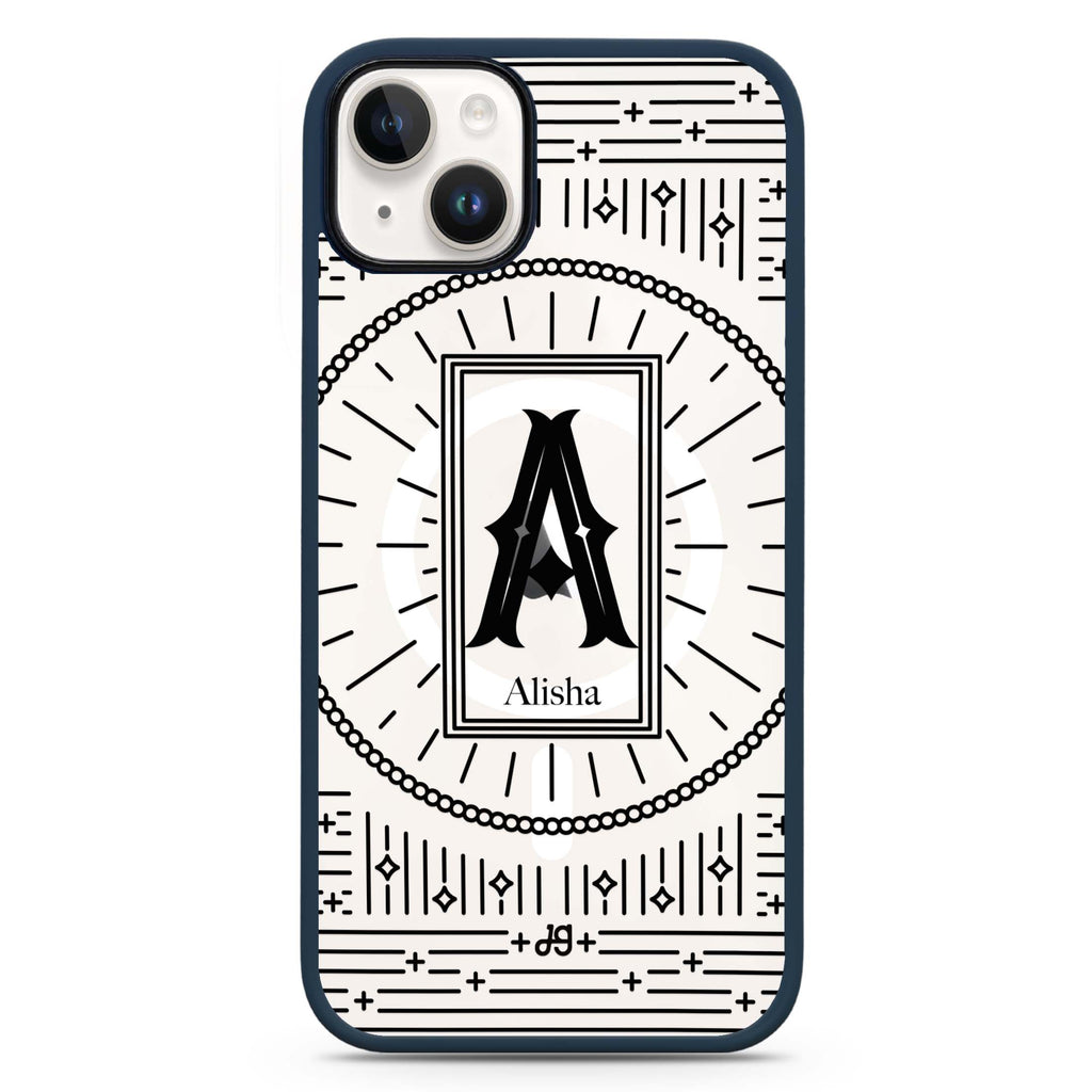 Artistic Monogram II iPhone 14 Plus MagSafe Compatible Impact Guard Bumper Case