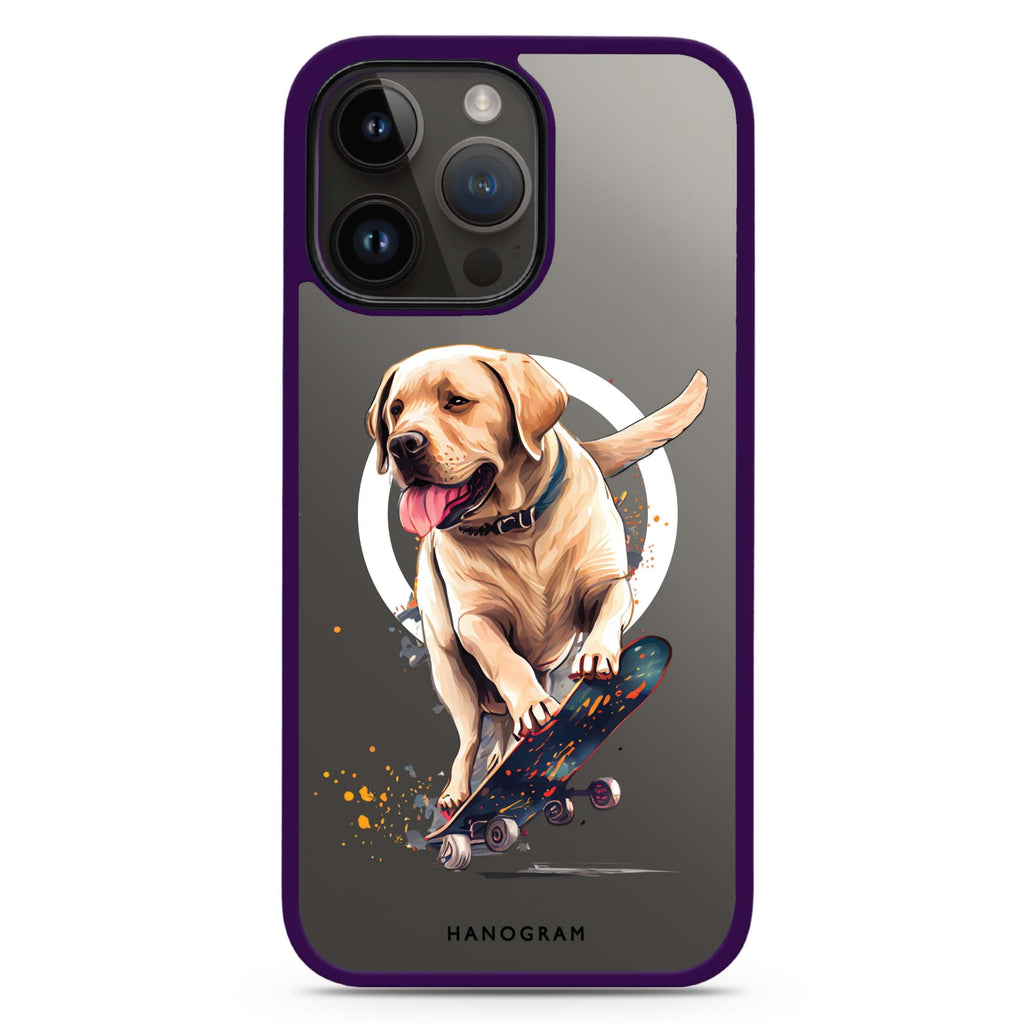Dog on skateboard MagSafe Compatible Impact Guard Bumper Case