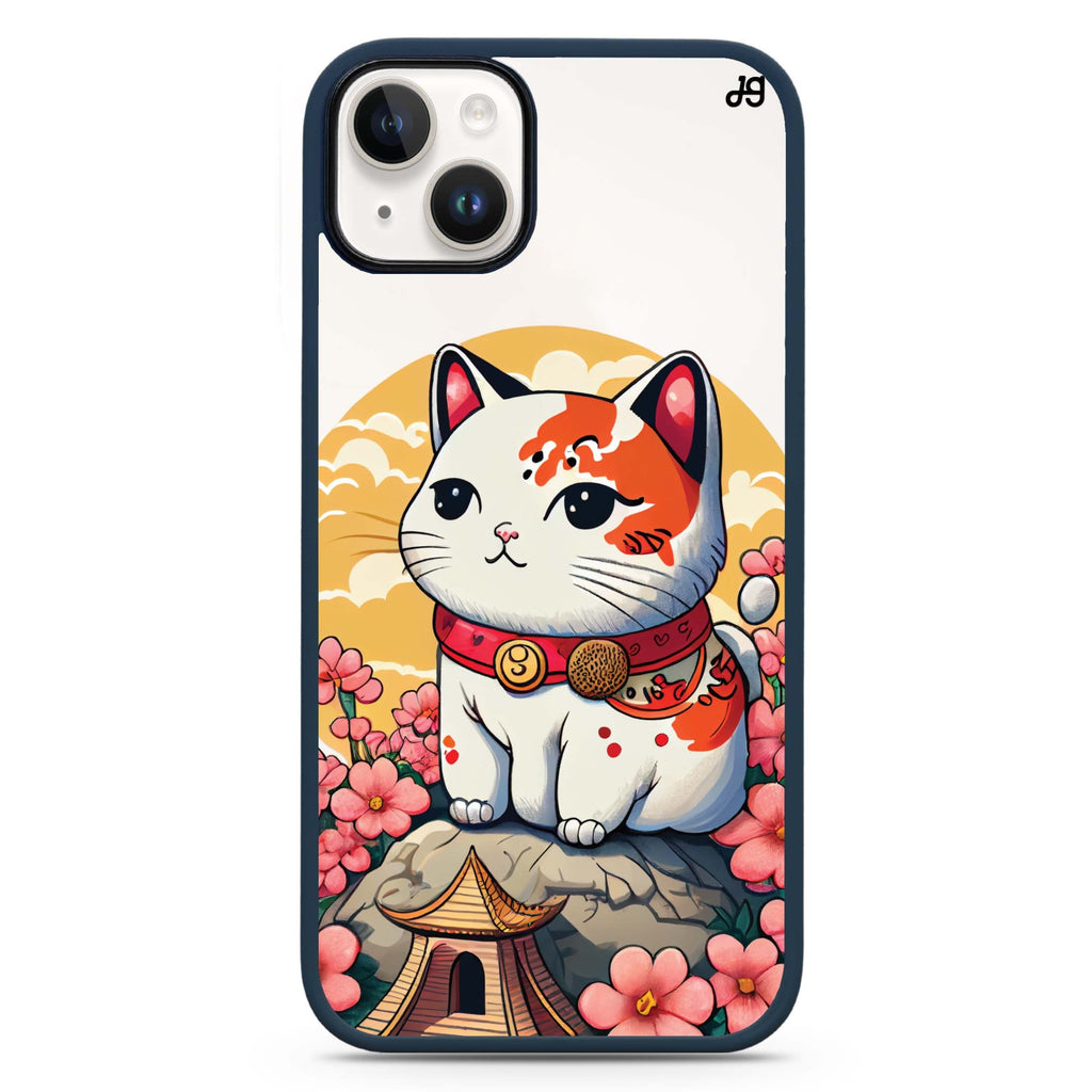 Cat & Flowers iPhone 14 Plus MagSafe Compatible Impact Guard Bumper Case